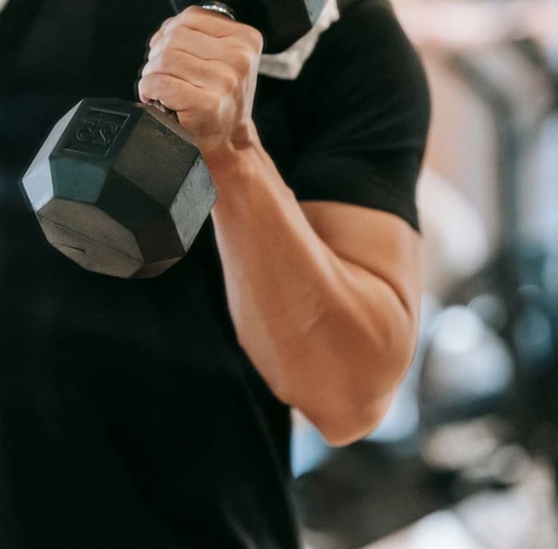 Close-up of a dumbbell during a strength workout