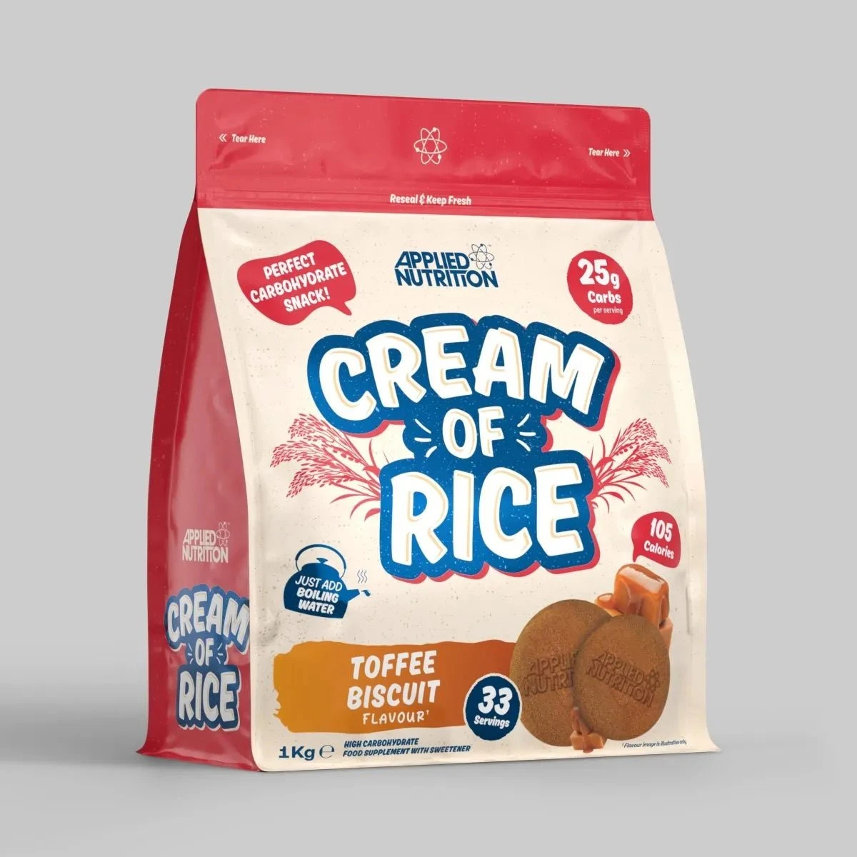 Applied Nutrition Cream of Rice 1 kg, Toffee Biscuit