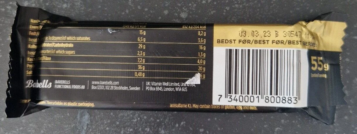 Barebells Protein Bar 12 x 55 g, Salty Peanut thumbnail 3