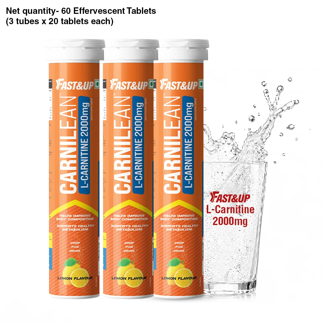 Fast&Up Lean Body L-Carnitine Effervescent Tablets 20 tabs, Lemon thumbnail 2