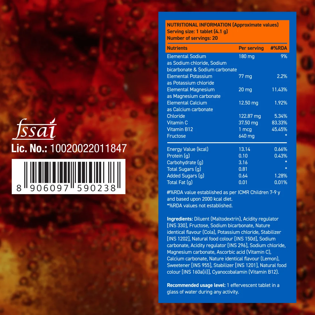 Fast&Up Reload Electrolytes Effervescent Tablets 20 tabs, Cola thumbnail 3