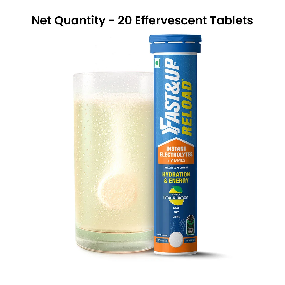 Fast&Up Reload Electrolytes Effervescent Tablets 20 tabs, Lime and Lemon thumbnail 2
