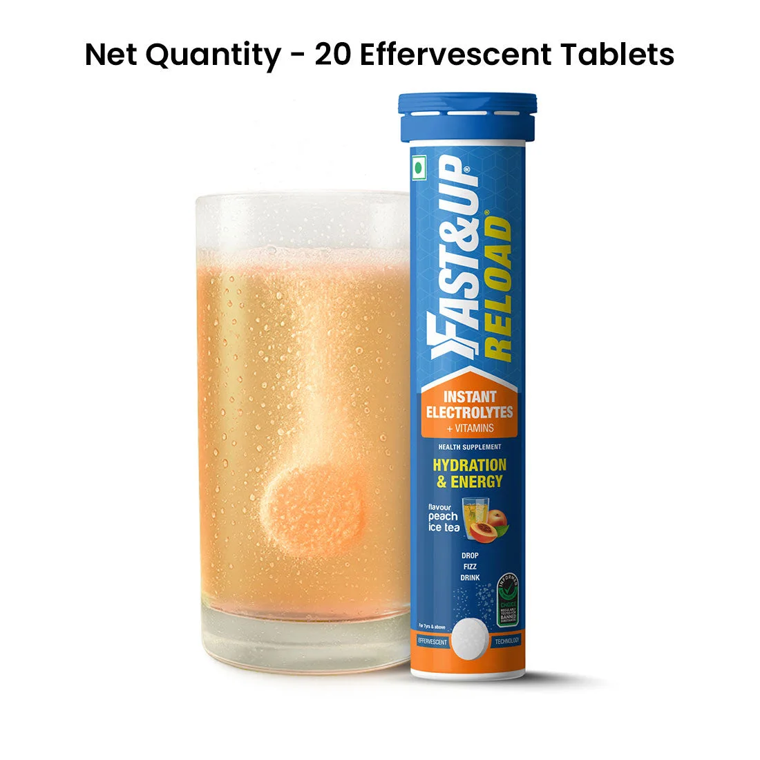 Fast&Up Reload Electrolytes Effervescent Tablets 20 tabs, Peach Ice Tea thumbnail 2