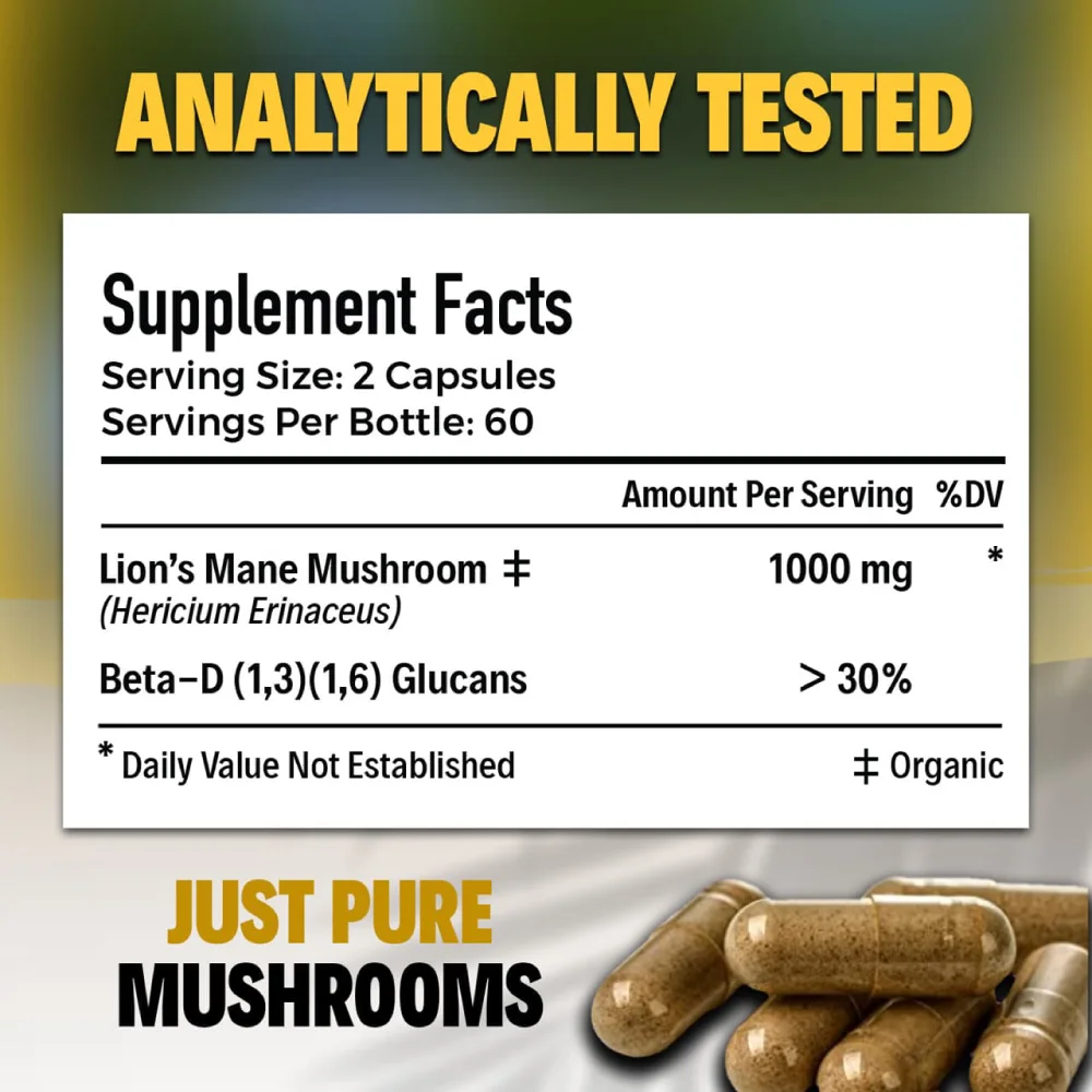 Fruiting Body Lion's Mane 60 caps thumbnail 3