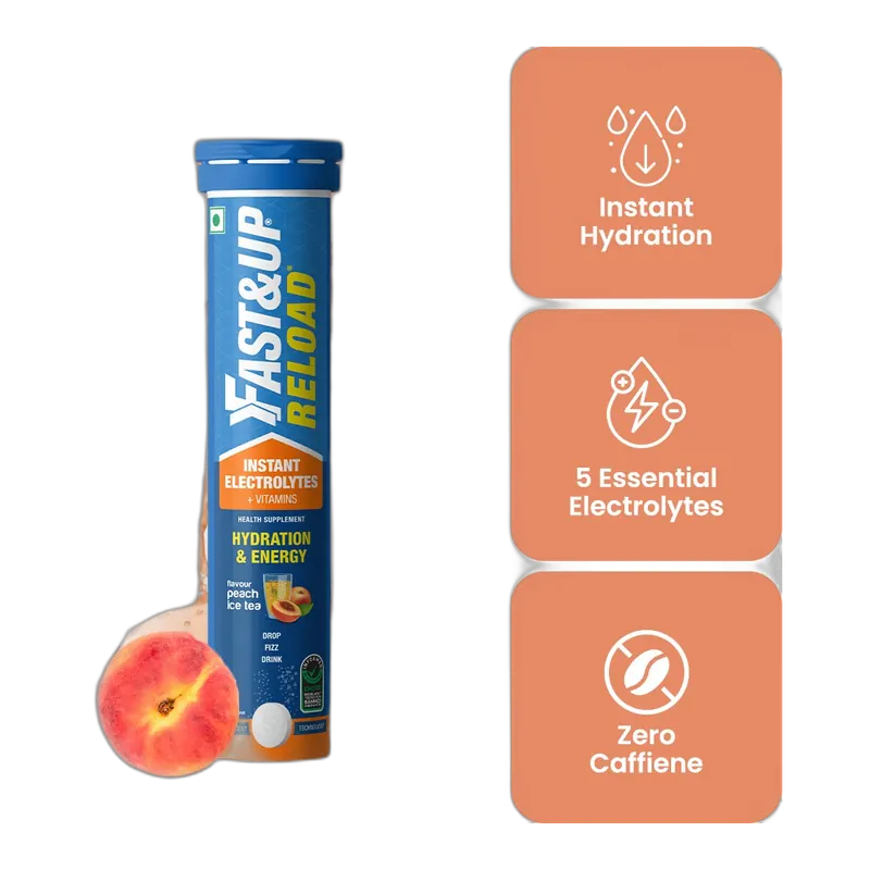 Fast&Up Reload Electrolytes Effervescent Tablets 20 tabs, Peach Ice Tea