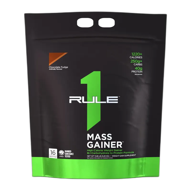 Rule 1 Mass Gainer 12 lb, Chocolate Fudge