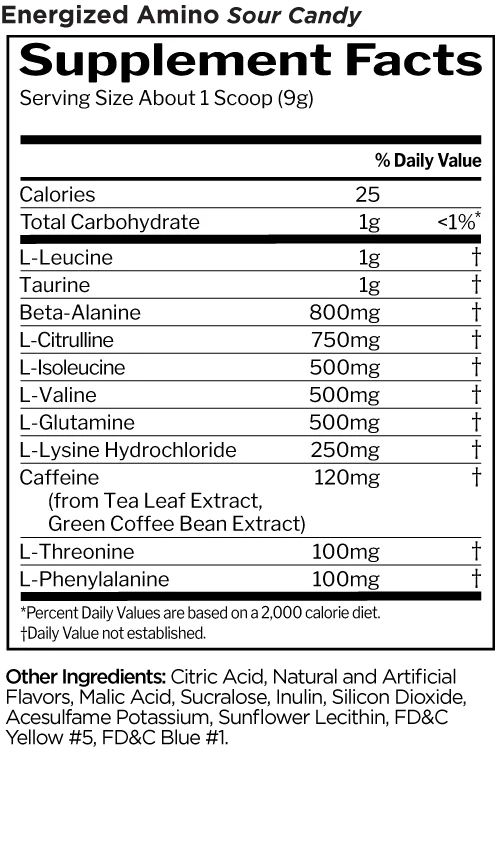 Rule 1 Energized Amino 270 g, Sour Candy thumbnail 2