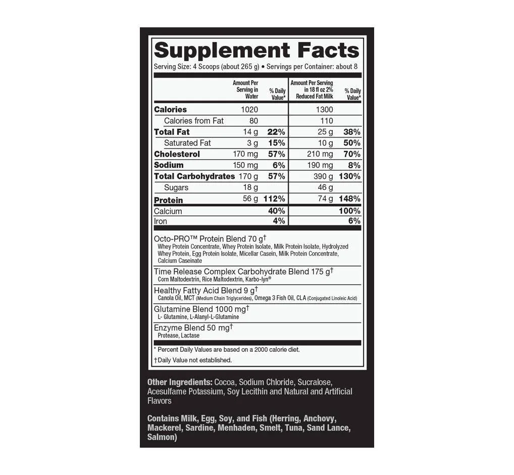Ultimate Nutrition Muscle Juice Mass Gainer 11 lb, Chocolate thumbnail 3